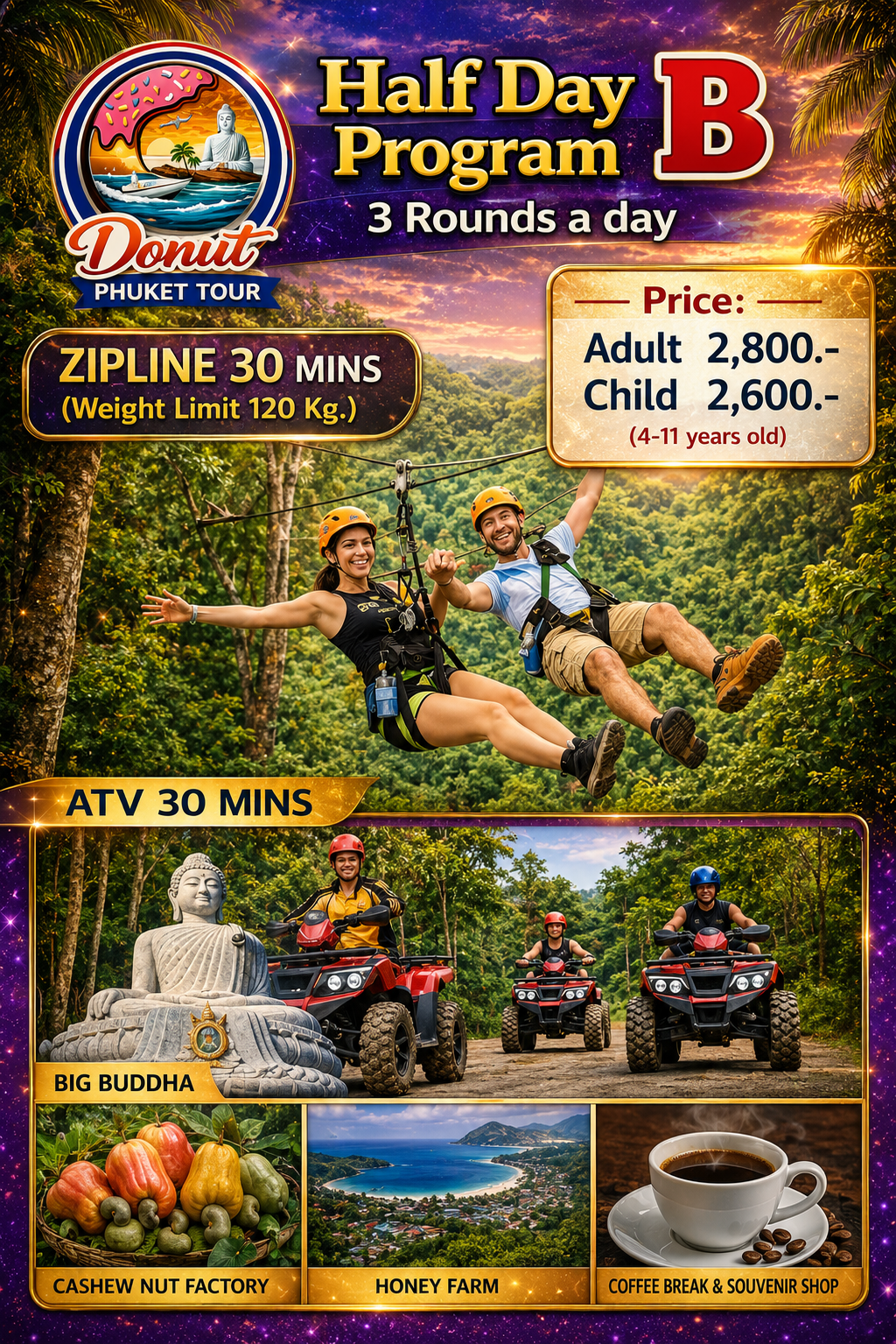 Half Day Program B - Zipline & ATV